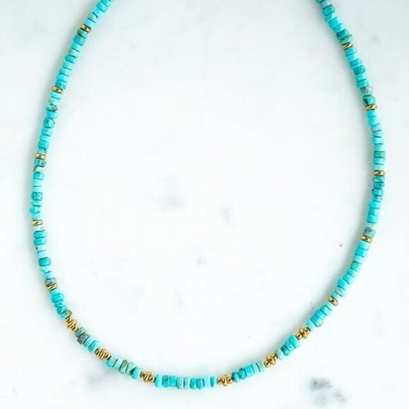 Bundle Genuine Turquoise Beaded Necklace & Bracelet Gorgeous Set High End Stone - Picture 7 of 12